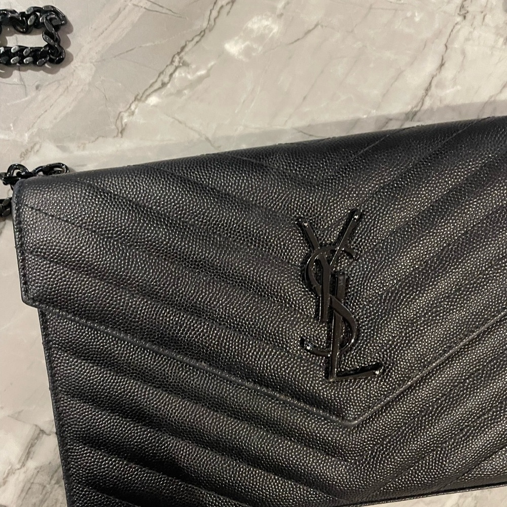 YSL black on black envelope handbag - Picture 12 of 13